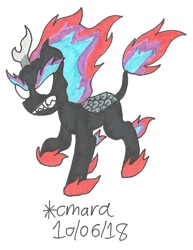 Size: 777x1004 | Tagged: safe, artist:cmara, imported from derpibooru, autumn blaze, pony, sounds of silence, female, mane of fire, solo, traditional art