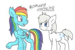 Size: 1091x734 | Tagged: safe, artist:cmara, imported from derpibooru, double diamond, rainbow dash, pony, traditional art