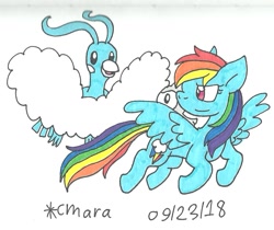 Size: 992x833 | Tagged: safe, artist:cmara, imported from derpibooru, rainbow dash, altaria, castform, crossover, pokémon