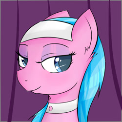 Size: 500x500 | Tagged: safe, artist:dashy21, imported from derpibooru, aloe, earth pony, pony, bust, female, lidded eyes, mare, portrait, smiling, solo