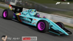 Size: 960x540 | Tagged: safe, artist:forzaveteranenigma, imported from derpibooru, rainbow dash, fanfic:equestria motorsports, car, circuit de barcelona-catalunya, driving, ferrari, ferrari 641, ferrari f1-90, formula 1, forza motorsport 7, motorsport, photo, race track, racecar, racing