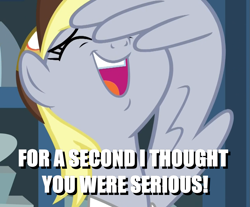 Size: 1119x925 | Tagged: safe, edit, edited screencap, imported from derpibooru, screencap, derpy hooves, pegasus, pony, best gift ever, caption, cute, derpabetes, derpy the mailmare, eyes closed, facewing, female, image macro, mare, meme, open mouth, solo, text