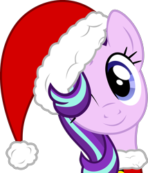 Size: 5296x6183 | Tagged: safe, artist:pink1ejack, imported from derpibooru, starlight glimmer, pony, unicorn, absurd resolution, christmas, christmas ponies, cute, female, glimmerbetes, hair flip, hair over one eye, hat, holiday, one eye closed, santa hat, simple background, solo, transparent background, vector, wink