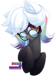 Size: 905x1250 | Tagged: safe, artist:zombie, imported from derpibooru, oc, oc only, oc:sputnik, earth pony, pony, bust, glasses, looking at you, open mouth, rainbow