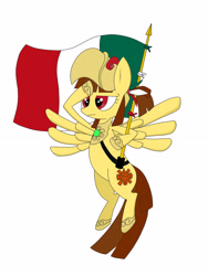 Size: 2448x3264 | Tagged: artist needed, safe, imported from derpibooru, oc, oc only, oc:tailcoatl, pegasus, pony, aztec, female, hoof shoes, mare, mexico, my little pony, nation ponies, ponified, rainbow dash salutes, salute, simple background, solo, spread wings, white background, wings