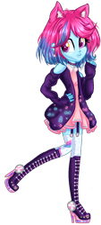 Size: 560x1240 | Tagged: safe, artist:gihhbloonde, imported from derpibooru, oc, oc only, oc:popys, equestria girls, base used, boots, clothes, eyelashes, female, hand on hip, high heel boots, shoes, simple background, smiling, solo, transparent background