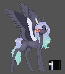 Size: 2300x2608 | Tagged: safe, artist:moonwolf96, imported from derpibooru, oc, oc only, oc:purple grim, pegasus, pony, box, female, gray background, mare, simple background, solo