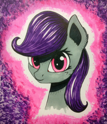 Size: 708x819 | Tagged: safe, artist:adagiostring, imported from derpibooru, oc, oc only, oc:morning glory (project horizons), pony, fallout equestria, fallout equestria: project horizons, bust, fanfic art, female, looking at you, mare, markers, portrait, solo, traditional art