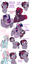 Size: 1024x2127 | Tagged: safe, artist:sandwichbuns, imported from derpibooru, tempest shadow, twilight sparkle, oc, oc:black magic, oc:gale wings, alicorn, pony, unicorn, angry, female, filly, lesbian, magical lesbian spawn, mother and daughter, next generation, offspring, parent:fluttershy, parent:rainbow dash, parent:tempest shadow, parent:twilight sparkle, parents:flutterdash, parents:tempestlight, shipping, tempestlight, twilight sparkle (alicorn)
