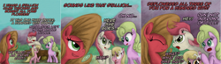 Size: 2752x800 | Tagged: safe, artist:hewison, imported from derpibooru, daisy, flower wishes, lily, lily valley, roseluck, oc, oc:pun, pony, ask pun, ask, flower trio, pun