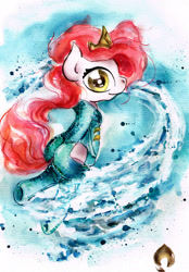 Size: 1600x2298 | Tagged: safe, artist:mashiromiku, imported from derpibooru, pony, aquaman, cute, mera, ponified, solo, traditional art, watercolor painting