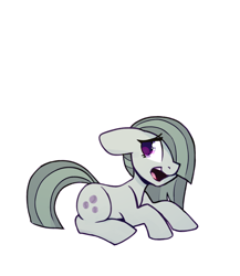 Size: 1848x2128 | Tagged: safe, artist:tallaferroxiv, imported from derpibooru, marble pie, earth pony, pony, female, floppy ears, looking back, mare, open mouth, prone, simple background, solo, white background