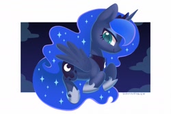 Size: 1905x1270 | Tagged: safe, artist:dawnfire, imported from derpibooru, princess luna, alicorn, pony, female, mare, smiling, solo