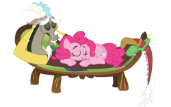 Size: 1024x641 | Tagged: safe, artist:purplewonderpower, imported from derpibooru, discord, pinkie pie, discopie, female, male, shipping, straight