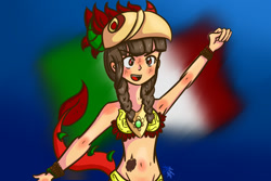 Size: 1500x1000 | Tagged: safe, artist:briithanypegasister, imported from derpibooru, oc, oc:tailcoatl, human, pony, anime style, armpits, humana, humanized, mexico, plumas, save, serpeinte, tatuaje