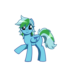 Size: 928x1024 | Tagged: safe, imported from derpibooru, oc, oc only, pegasus, pony, cute, green eyes, green mane, green tail, looking at you, raised hoof, smiling, solo