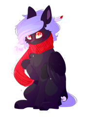 Size: 1080x1529 | Tagged: safe, artist:twinkepaint, imported from derpibooru, oc, oc only, oc:cloudy night, pegasus, pony, chest fluff, clothes, colored pupils, female, mare, question mark, scarf, simple background, solo, transparent background