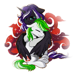 Size: 275x275 | Tagged: safe, artist:nancy-05, imported from derpibooru, oc, oc only, oc:cognitio dissonantia, oc:white night, alicorn, earth pony, pony, eyes closed, hug, simple background, transparent background, winghug