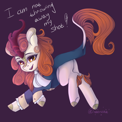 Size: 2000x2000 | Tagged: safe, artist:neonishe, imported from derpibooru, autumn blaze, kirin, pony, sounds of silence, crossover, female, hamilton, solo