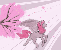 Size: 4263x3547 | Tagged: safe, artist:firelorda2, imported from derpibooru, oc, pegasus, pony, art trade, cherry blossoms, cherry tree, doodle, female, flower, flower blossom, mare, sketch, sketch dump, tree