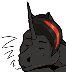 Size: 625x686 | Tagged: safe, artist:firelorda2, imported from derpibooru, oc, oc:lord infernal cinders, pony, unicorn, sleeping, zzz