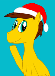 Size: 1866x2568 | Tagged: safe, artist:sb1991, imported from derpibooru, oc, oc:film reel, pegasus, pony, challenge, christmas, clothes, equestria amino, hat, holiday, looking at you, santa hat, twelve days of christmas, waving