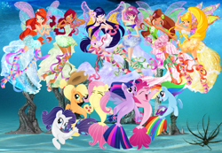 Size: 2279x1577 | Tagged: safe, artist:infinitewarlock, artist:user15432, imported from derpibooru, applejack, fluttershy, pinkie pie, rainbow dash, rarity, twilight sparkle, alicorn, fairy, seapony (g4), my little pony: the movie, spoiler:my little pony the movie, aisha, armpits, bloom (winx club), clothes, crossover, fairies, fairies are magic, fairy wings, fin wings, fins, flora (winx club), harmonix, hasbro, hasbro studios, layla, mane six, musa, ocean, rainbow s.r.l, sea ponies, seaponified, seapony applejack, seapony fluttershy, seapony pinkie pie, seapony rainbow dash, seapony rarity, seapony twilight, sparkly wings, species swap, stella (winx club), swimming, tecna, twilight sparkle (alicorn), under the sea, underwater, water, watershy, wings, winx, winx club