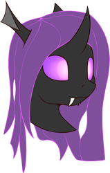 Size: 2334x3676 | Tagged: safe, artist:renderpoint, imported from derpibooru, oc, oc only, oc:violet rose, changeling, bust, changeling oc, commission, female, portrait, purple, purple changeling, purple eyes, purple mane, simple background, solo, transparent background, wip