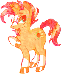Size: 477x582 | Tagged: safe, artist:lionsca, imported from derpibooru, sunburst, pony, unicorn, coat markings, cute, dappled, facial hair, glasses, goatee, male, raised hoof, solo, sunburst's glasses