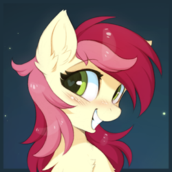 Size: 450x450 | Tagged: safe, artist:hioshiru, edit, imported from derpibooru, roseluck, earth pony, pony, avatar, blushing, cropped, cute, female, heart eyes, mare, questionable source, smiling, solo, wingding eyes