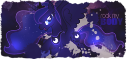 Size: 450x210 | Tagged: safe, artist:sweetleafx, imported from derpibooru, princess luna, alicorn, pony, female, mare, picture for breezies, solo, text