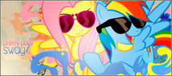 Size: 432x192 | Tagged: safe, artist:sweetleafx, imported from derpibooru, fluttershy, rainbow dash, picture for breezies, show accurate, swag