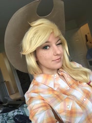 Size: 768x1024 | Tagged: safe, imported from derpibooru, applejack, human, applejack's hat, clothes, cosplay, costume, cowboy hat, hat, irl, irl human, photo