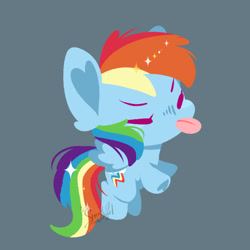 Size: 1000x1000 | Tagged: safe, artist:snow angel, imported from derpibooru, rainbow dash, pegasus, pony, chibi, cute, dashabetes, female, mare, raspberry, solo, tongue out