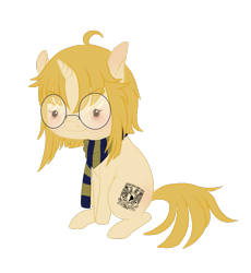 Size: 901x978 | Tagged: safe, artist:freeholeleetoes, imported from derpibooru, pony, unicorn, chibi, clothes, female, glasses, mare, ponified, scarf, simple background, solo, transparent background, unam