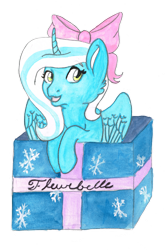 Size: 1316x2000 | Tagged: safe, artist:adoptarus, artist:aemcauley, artist:deep-bluesea-shop, imported from derpibooru, oc, oc only, oc:fleurbelle, alicorn, alicorn oc, bow, christmas, female, hair bow, holiday, present