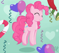 Size: 600x536 | Tagged: safe, artist:prettyfoxxylady, imported from derpibooru, pinkie pie, balloon, confetti