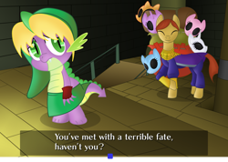 Size: 1024x729 | Tagged: safe, artist:someponytolove, imported from derpibooru, spike, dragon, happy mask salesman, linkspike, the legend of zelda, the legend of zelda: majora's mask