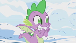 Size: 1280x720 | Tagged: safe, edit, edited screencap, imported from derpibooru, screencap, spike, dragon, winter wrap up, male, solo, winged spike, wings