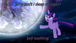 Size: 640x360 | Tagged: safe, edit, edited screencap, imported from derpibooru, screencap, princess luna, twilight sparkle, alicorn, do princesses dream of magic sheep, bubble, caption, cards against humanity, crying, image macro, sad, scared, tears of fear, text, twilight sparkle (alicorn)