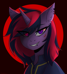 Size: 2000x2200 | Tagged: safe, artist:serodart, imported from derpibooru, oc, oc only, oc:lina phantom, pony, unicorn, fallout equestria, bust, clothes, fallout, female, heterochromia, horn, jumpsuit, looking at you, not twilight sparkle, portrait, solo, unicorn oc, vault suit