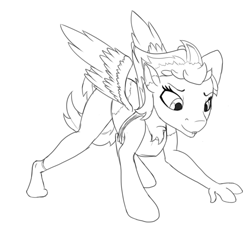 Size: 939x875 | Tagged: safe, artist:settop, imported from derpibooru, spitfire, pony, female, mare, mohawk, solo, transformation