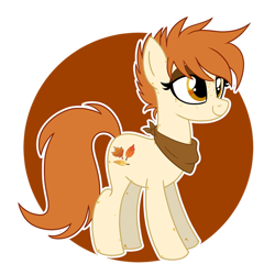 Size: 600x600 | Tagged: safe, artist:kazziepones, imported from derpibooru, oc, oc only, oc:sorrel kick, earth pony, pony, adopted, adopted oc, autumn, bandana, cutie mark, eyeshadow, female, makeup, orange eyes, orange hair, solo