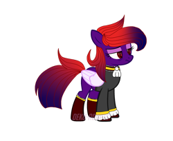 Size: 987x809 | Tagged: safe, artist:deku-adopts, imported from derpibooru, oc, oc only, oc:lady nightfall, pegasus, pony, vampire, vampony, clothes, coat, cuffs (clothes), eyeshadow, female, heart eyes, makeup, mare, multicolored hair, signature, simple background, socks, solo, transparent background, watermark, wingding eyes