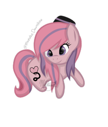 Size: 600x700 | Tagged: safe, artist:dawnshine, imported from derpibooru, oc, oc only, oc:sweet haze, pony, chibi, cute, cutie mark, femboy, hat, male