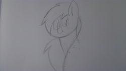 Size: 3920x2204 | Tagged: safe, artist:pegasusspectra, imported from derpibooru, oc, oc:pegasus spectra, pony, monochrome, sketch, traditional art