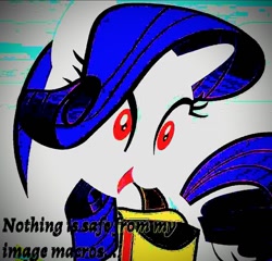 Size: 1079x1034 | Tagged: safe, deleted from derpibooru, edit, edited screencap, editor:apex soundwave, imported from derpibooru, screencap, rarity, pony, unicorn, inspiration manifestation, caption, deep fried meme, downvote bait, female, image macro, mare, meme, meta, nothing is scarier, op didn't even try, op is just having a laugh, shitposting, solo