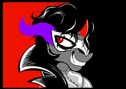 Size: 1964x1392 | Tagged: safe, artist:chaosmauser, imported from derpibooru, king sombra, pony, crossover, joker (persona), limited palette, male, persona, persona 5, solo