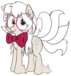 Size: 812x866 | Tagged: safe, artist:wafflecakes, imported from derpibooru, oc, oc only, oc:nemo von silver, earth pony, pony, bow, glasses, simple background, solo, tongue out, transparent background