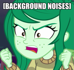 Size: 725x691 | Tagged: safe, imported from derpibooru, screencap, wallflower blush, equestria girls, equestria girls series, forgotten friendship, caption, cropped, descriptive noise, female, image macro, impact font, meme, shrunken pupils, solo, text